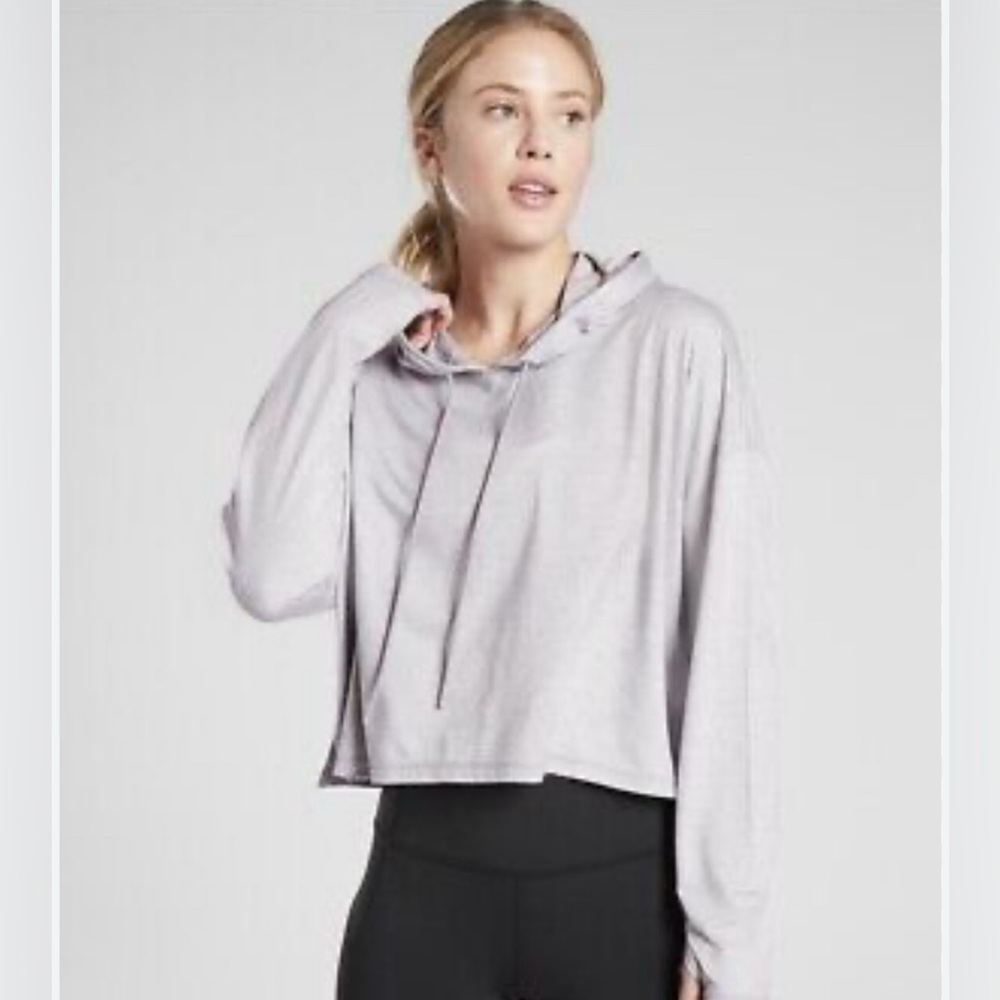 Athleta Uptempo Short Hoodie in Norweigan Grey Size Medium